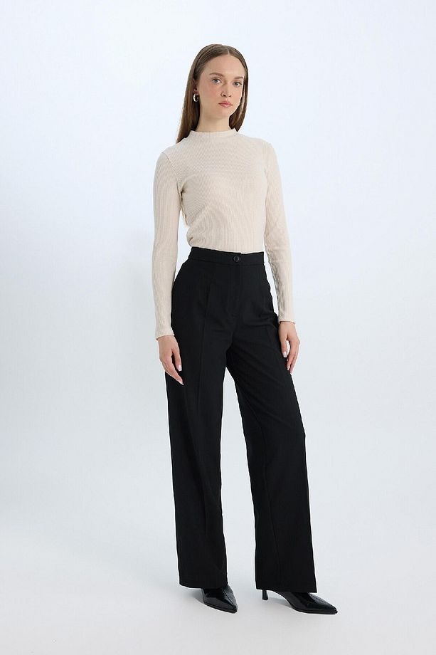 Afra X Wide Leg Kumaş Pantolon Yüksek Bel Standart Boy Basic Düz C6402ax25sp - 4
