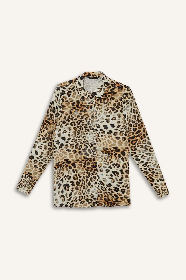 Regular Fit Leopar Desenli Uzun Kollu Gömlek I8266AZ25SP - 7