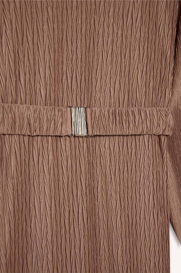 Regular Fit Pilise Uzun Kollu Maxi Tesettür Elbise E1952ax25sp - 7