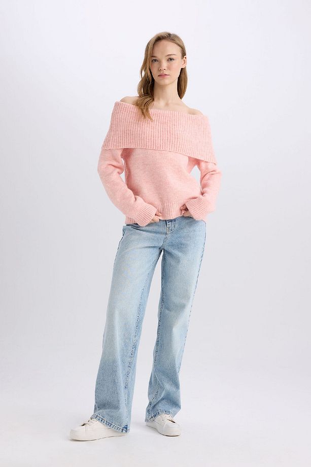Regular Fit Açık Omuz Triko Kazak E4549AX24WN - 2