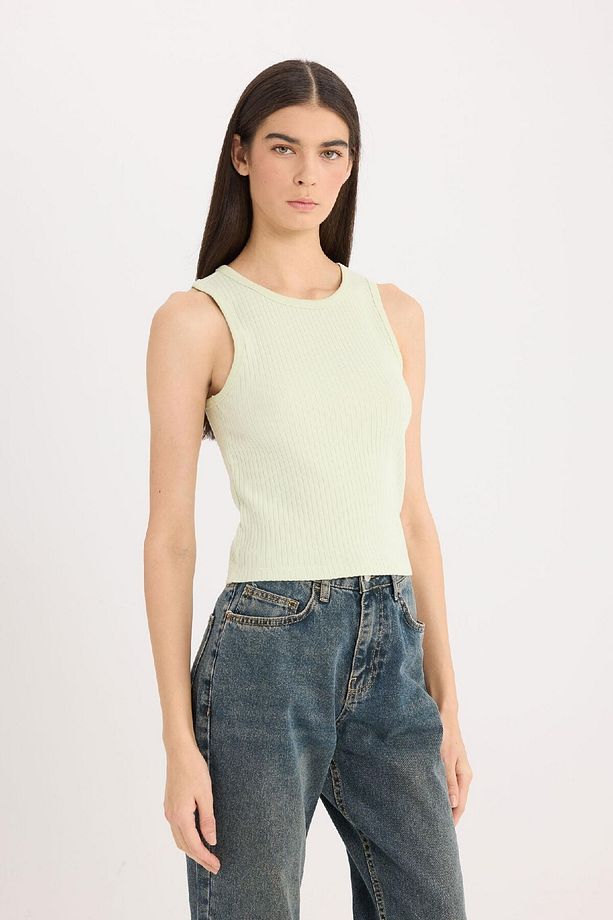 Slim Fit Dar Kesim Halter Yaka Basic Düz Fitilli Kaşkorsel Atlet A8859ax25sp - 3