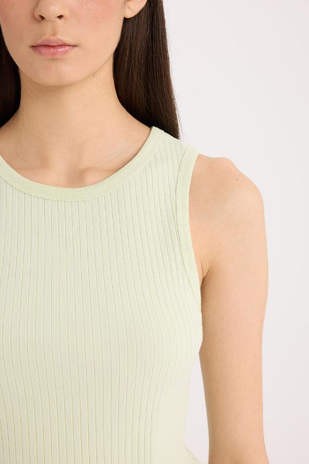 Slim Fit Dar Kesim Halter Yaka Basic Düz Fitilli Kaşkorsel Atlet A8859ax25sp - 5