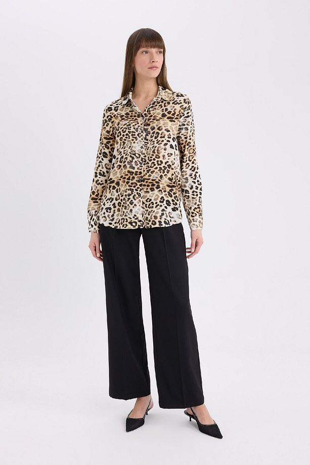 Regular Fit Leopar Desenli Uzun Kollu Gömlek I8266AZ25SP - 2