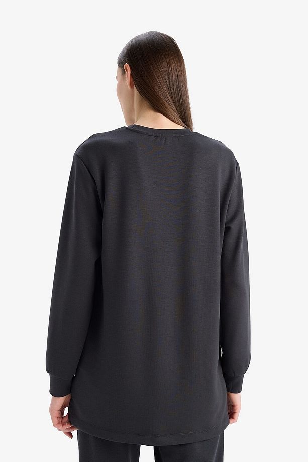 Regular Fit Bisiklet Yaka Basic Düz Sweatshirt Tunik D4598ax25sp - 6