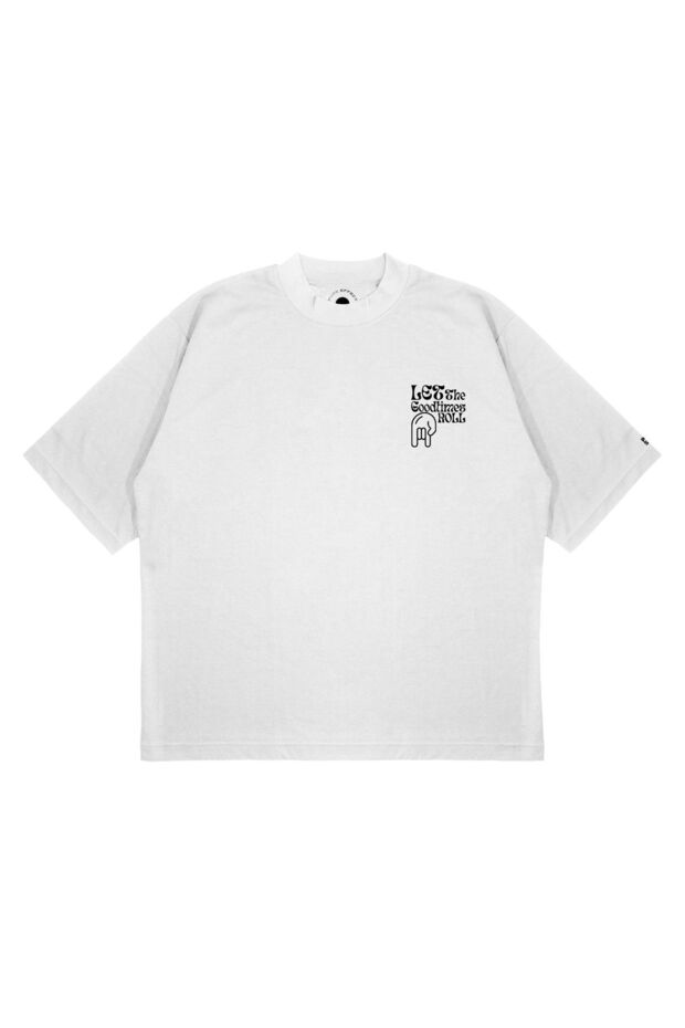 Unisex Oversize Let the Goodtımes Roll Printed Boxy Fit Thick Fabric T-Shirt