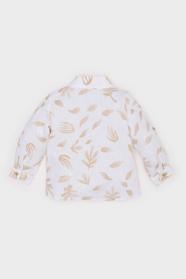 Erkek Bebek Desenli Flamlı Poplin Uzun Kollu Gömlek B9257a525sp - 4