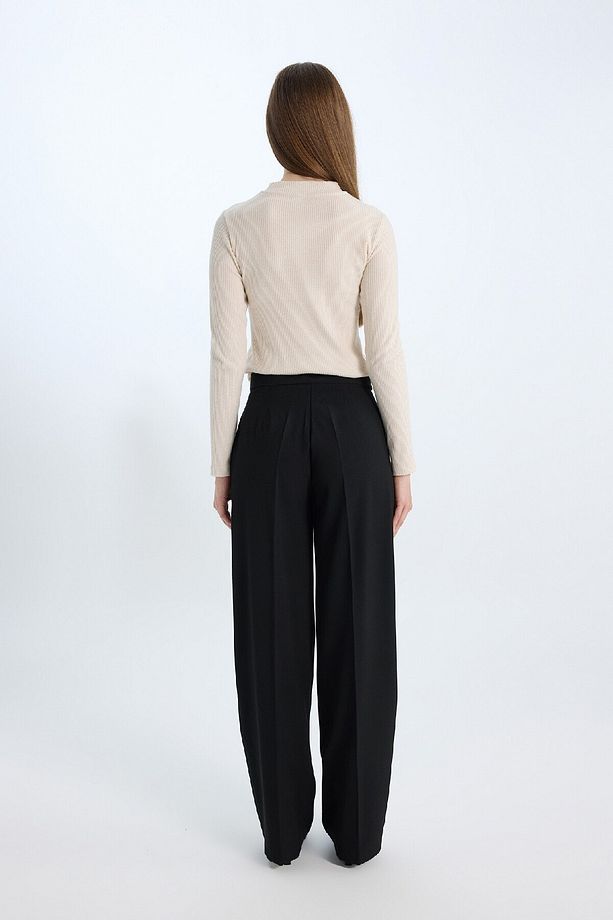 Afra X Wide Leg Kumaş Pantolon Yüksek Bel Standart Boy Basic Düz C6402ax25sp - 5