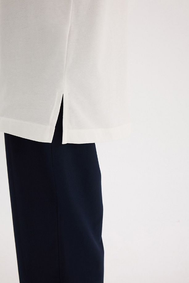 Regular Fit Bisiklet Yaka Basic Düz Kısa Kollu Tesettür Tişört Tunik A8351ax25sp - 5