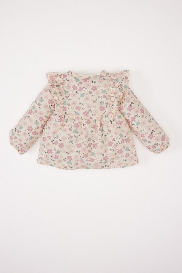 Kız Bebek Bisiklet Yaka Çiçekli Twill Uzun Kollu Gömlek E2786A525SP - 4