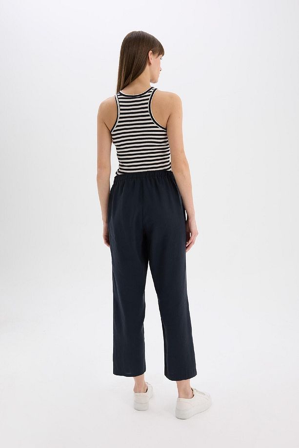 Straight Fit Çift Cepli Yüksek Bel Düz Paça Modal Kumaş Pantolon E5962AX25SP - 8