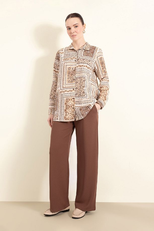 Regular Fit Cepli Krep Geniş Paça Palazzo Pantolon E5759ax25sp - 1