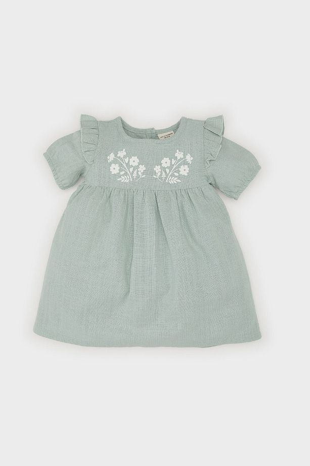 Kız Bebek Kısa Kollu Flamlı Poplin Elbise E5815A525SP - 1