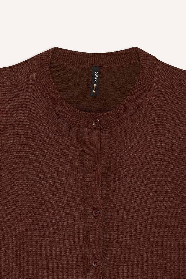 Regular Fit Bisiklet Yaka Basic Düz Triko Hırka D6282ax25sp - 8