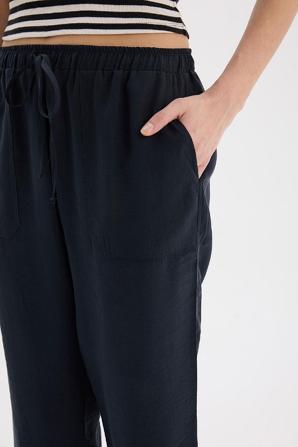 Straight Fit Çift Cepli Yüksek Bel Düz Paça Modal Kumaş Pantolon E5962AX25SP - 7