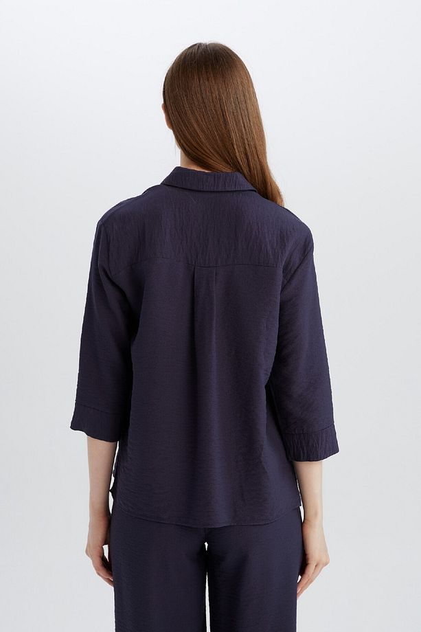 Regular Fit Basic Düz Yarım Kollu Gömlek E4987ax25sp - 5