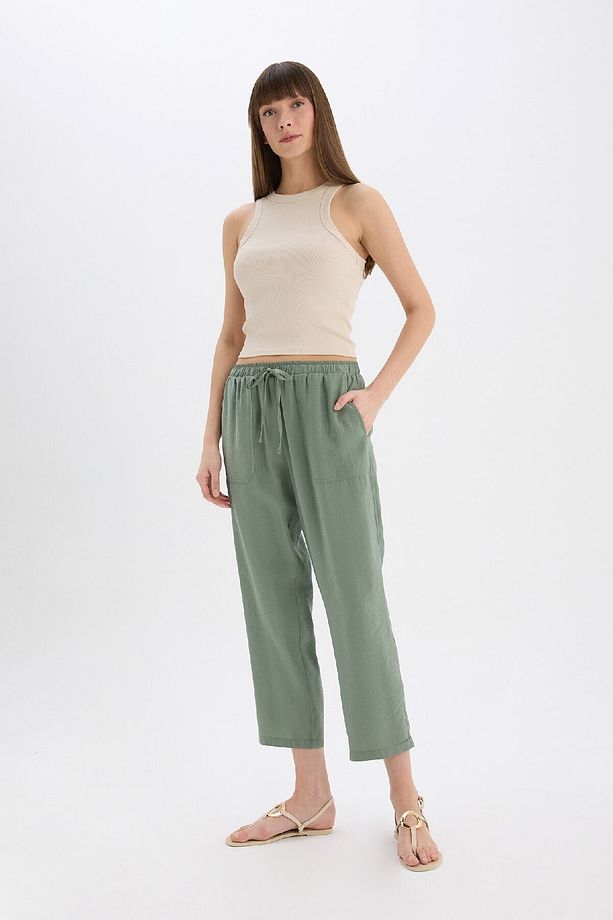 Straight Fit Çift Cepli Yüksek Bel Düz Paça Modal Kumaş Pantolon E5962AX25SP - 1