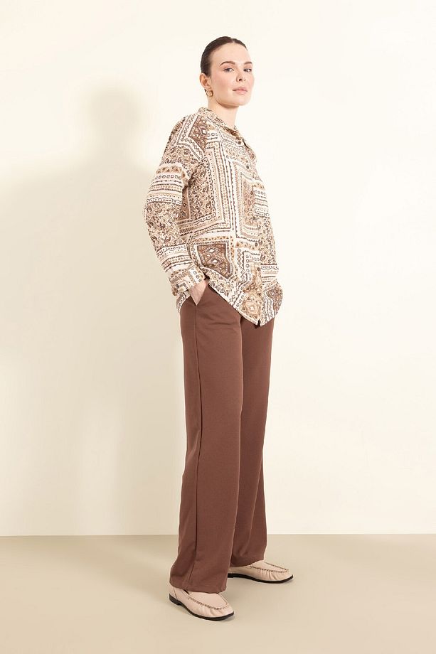 Regular Fit Cepli Krep Geniş Paça Palazzo Pantolon E5759ax25sp - 3