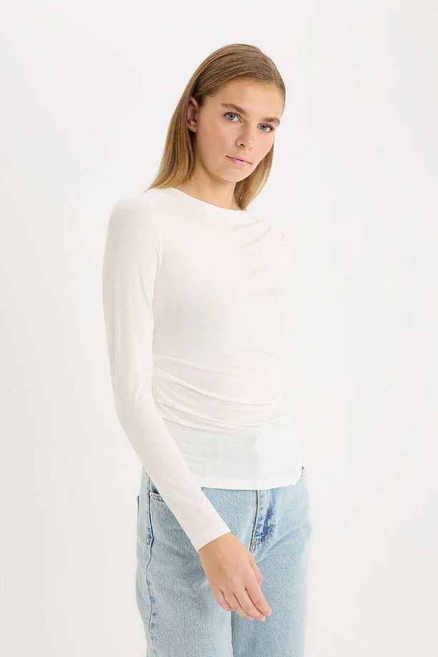 Slim Fit Dar Kesim Bisiklet Yaka Basic Düz Soft Touch Uzun Kollu Tişört E5884ax25sp - 7