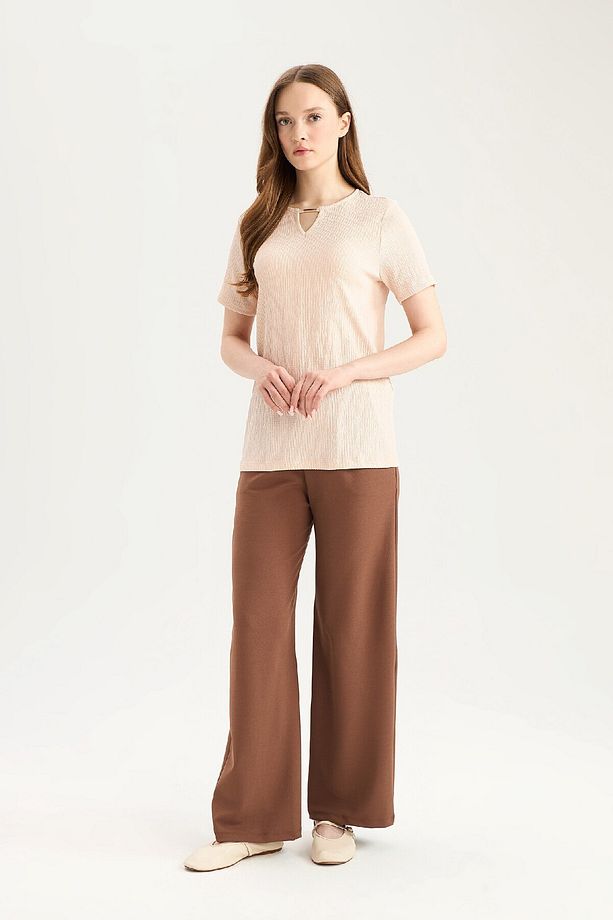 Regular Fit Cepli Krep Geniş Paça Palazzo Pantolon E5759ax25sp - 6