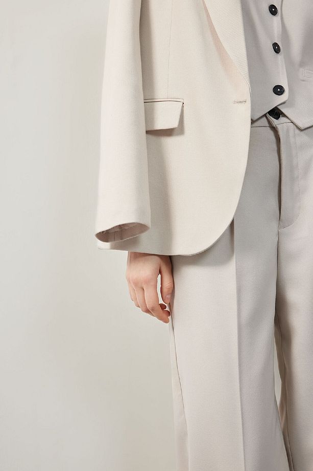 Oversize Geniş Kalıp Düğmeli Basic Düz Blazer Ceket B0490ax25sp - 4