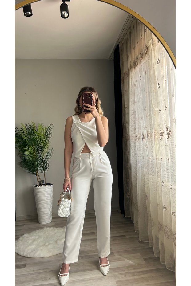Side Button Vest Trousers Set