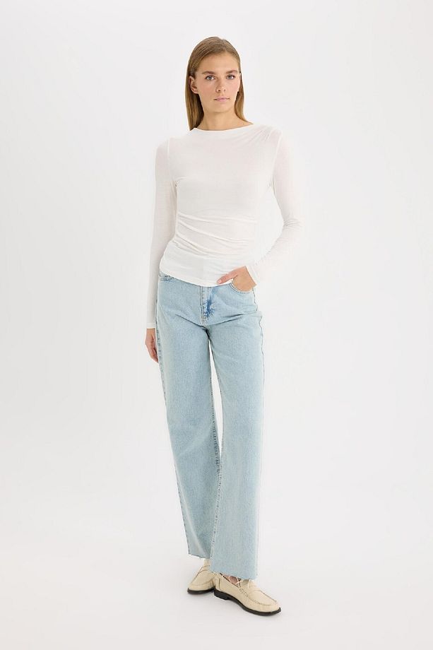 Slim Fit Dar Kesim Bisiklet Yaka Basic Düz Soft Touch Uzun Kollu Tişört E5884ax25sp - 5