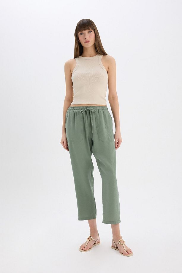 Straight Fit Çift Cepli Yüksek Bel Düz Paça Modal Kumaş Pantolon E5962AX25SP - 2