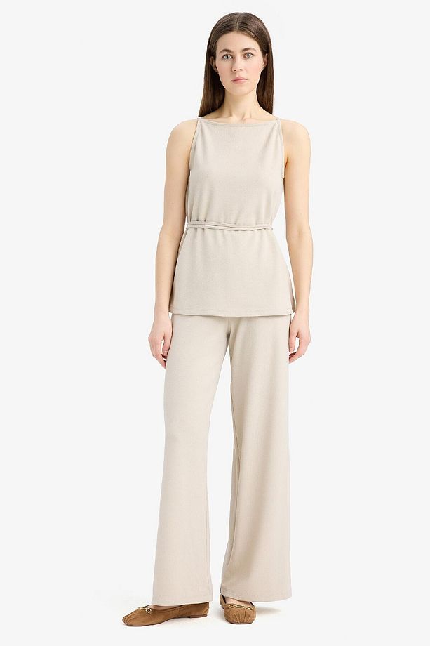 Wide Leg Geniş Paça Basic Düz Pike Pantolon E5784ax25sp - 5