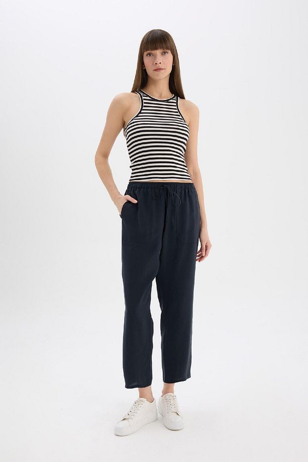 Straight Fit Çift Cepli Yüksek Bel Düz Paça Modal Kumaş Pantolon E5962AX25SP - 3
