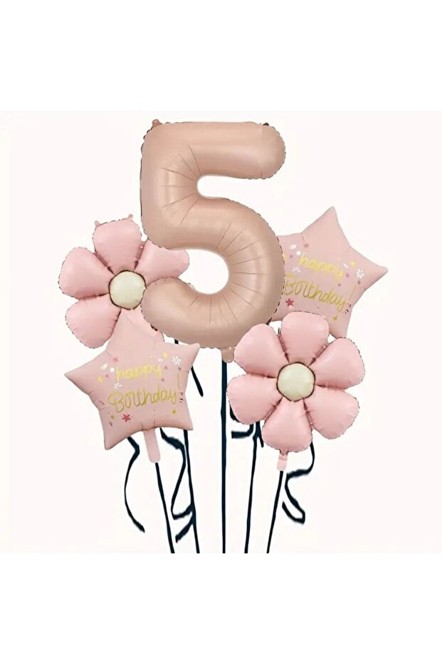 Daisy Caramel Happy Birthday 5 Year Old Foil Balloon Set