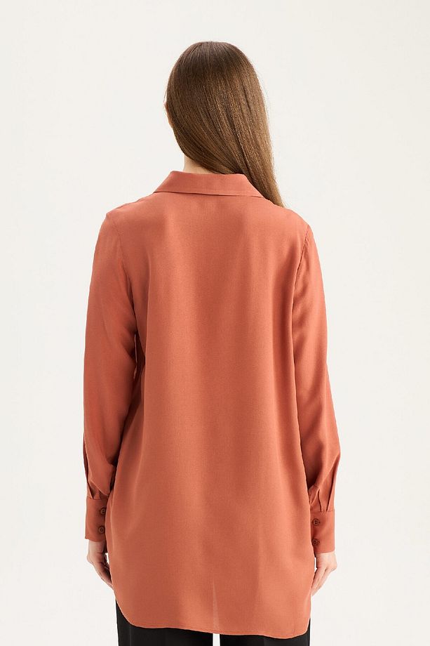 Regular Fit Basic Düz Uzun Kollu Tesettür Gömlek Tunik Z3538az25sp - 6
