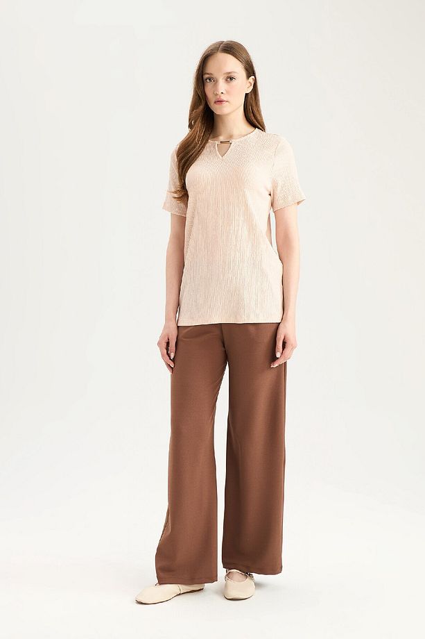 Regular Fit Cepli Krep Geniş Paça Palazzo Pantolon E5759ax25sp - 5