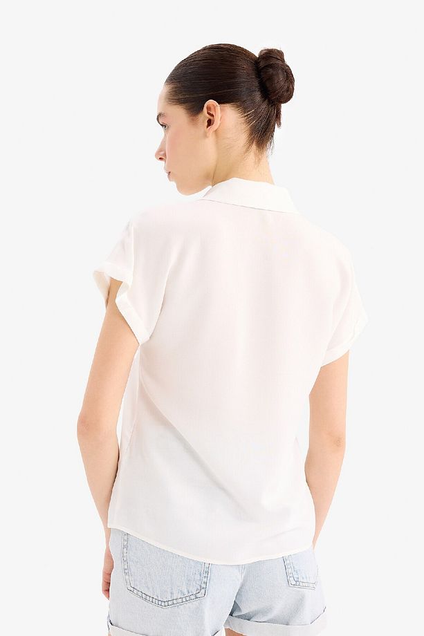 Regular Fit Basic Düz Viskon Kısa Kollu Gömlek N7819AZ25SP - 5