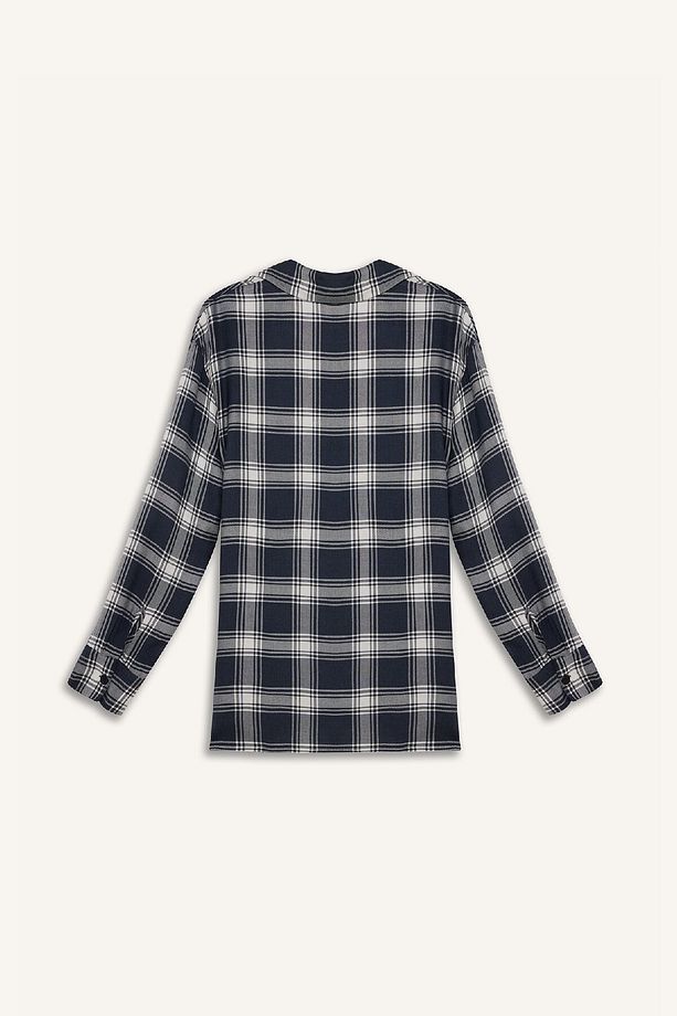 Coool Oversize Geniş Kalıp Kareli Flanel Uzun Kollu Gömlek E4593ax25sp - 3