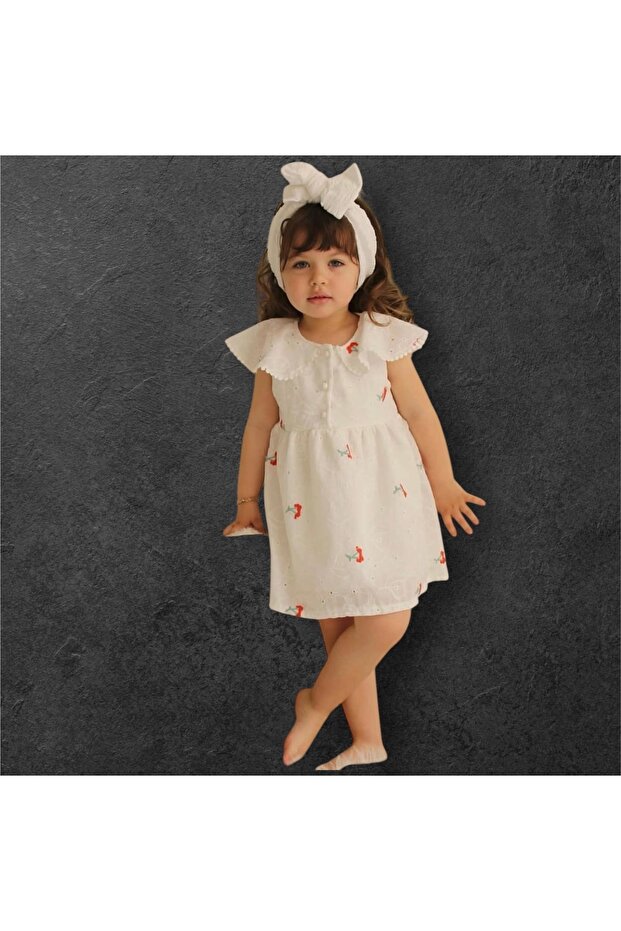 Çiçek desenli kız elbise - 1