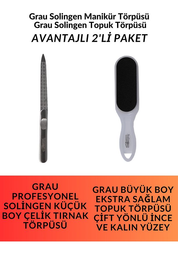 Profesyonel Solingen Çelik Tırnak Törpüsü Ve Topuk Törpüsü Çift Yönlü Ince Ve Kalın Yüzey - 1