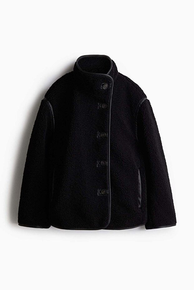 Loose-fit teddy jacket
