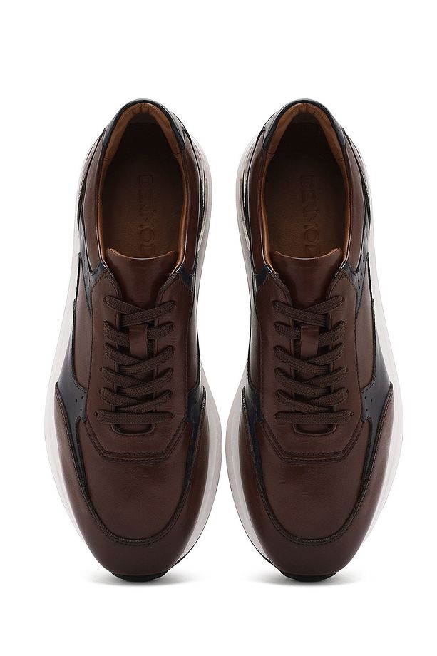Erkek Taba Bağcıklı Deri Sneaker 25SFD603818 - 7