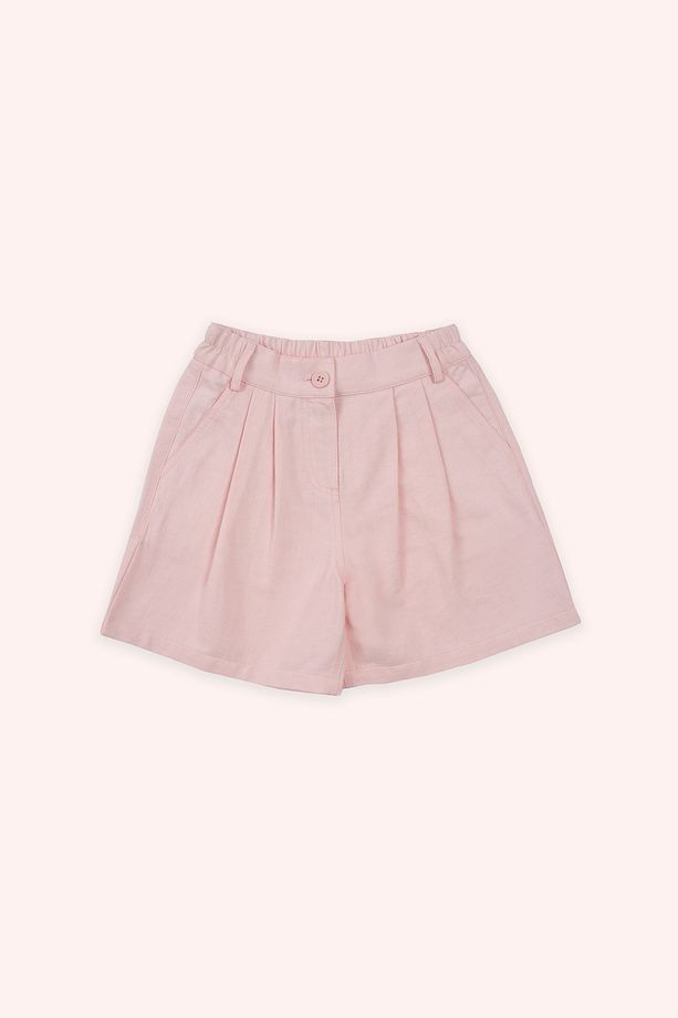 Kız Çocuk Pembe Beli Lastikli Şort - 1