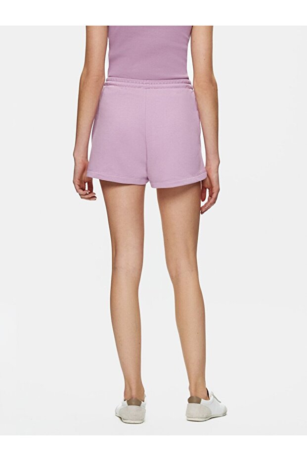 Beli Lastikli Mini Mor Şort - 3