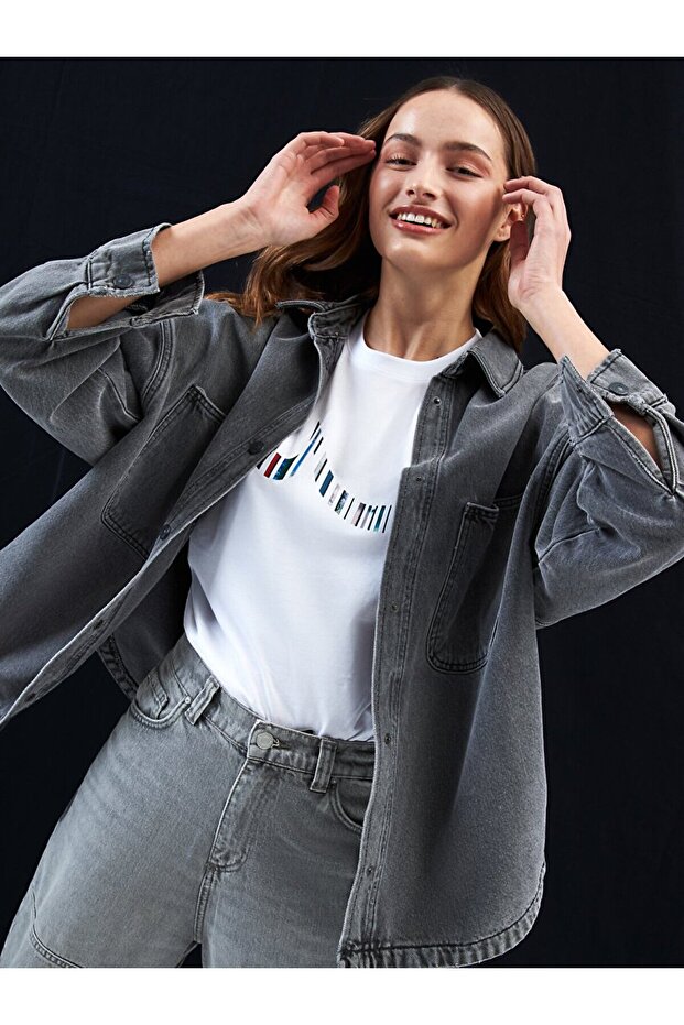 Jeannıe Oversıze Jean Gömlek - 5