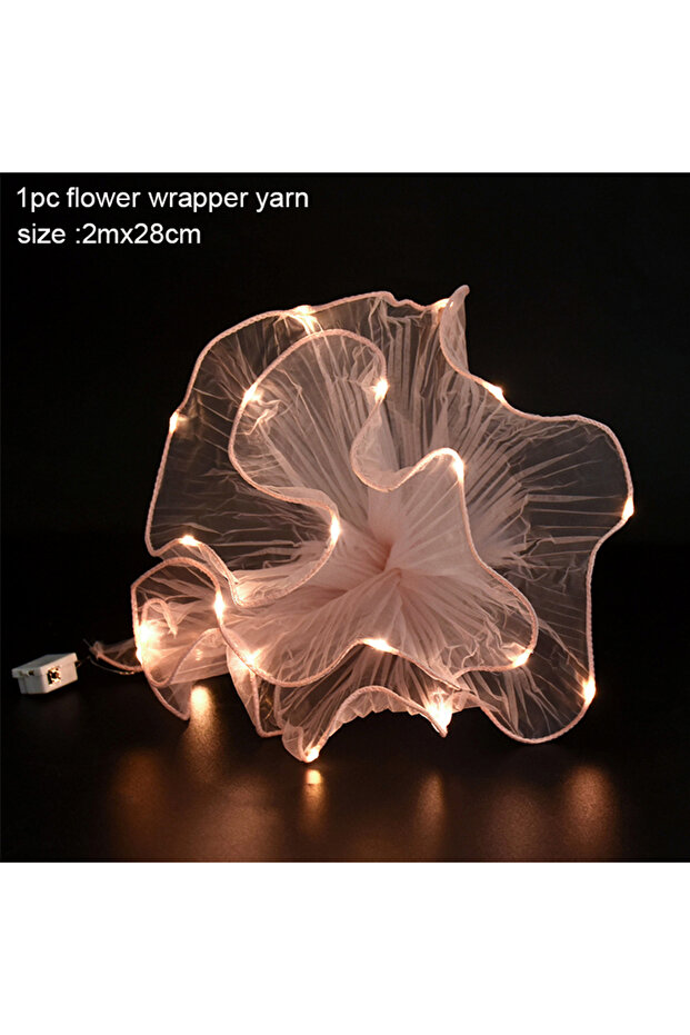 B01 LED Flower Wrapping Paper With Lights Lace Mesh Wave Yarn Florist Bouquet Packaging Decoration W