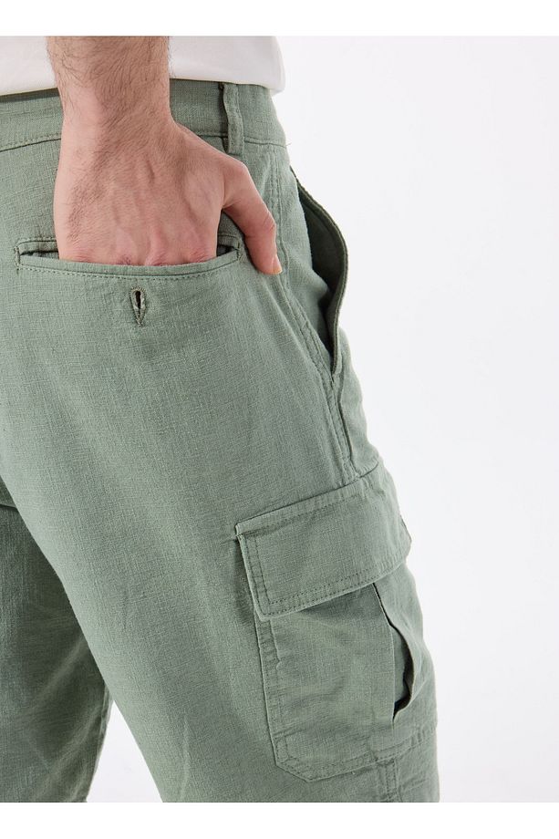 D5SM-SHT3827 Açık Haki Normal Bel Relaxed Düz Erkek Şort - 6