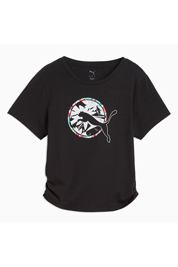 Tropical Allover Print Women's Black T-Shirt (526868-01)