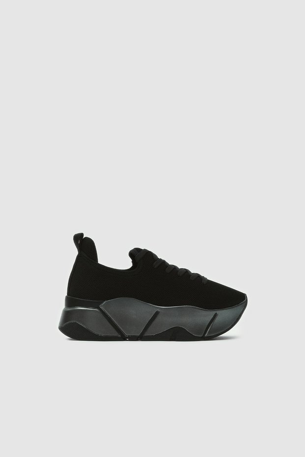 Irene Black-Platinum High Sole Stretch Mesh Women's Sports Shoes