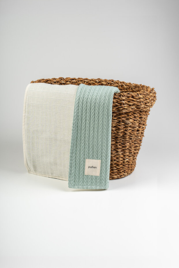 90X115 Plain Patterned Reversible Muslin Pique Baby Blanket, Knitted Baby Blanket & Blanket