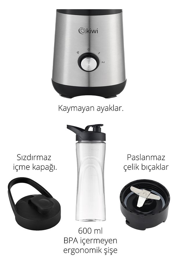 Ksb-2240 Standlı Paslanmaz Çelik Sporcu Blender - Kişisel Smoothie Blender 600 ml Bardaklı - 4