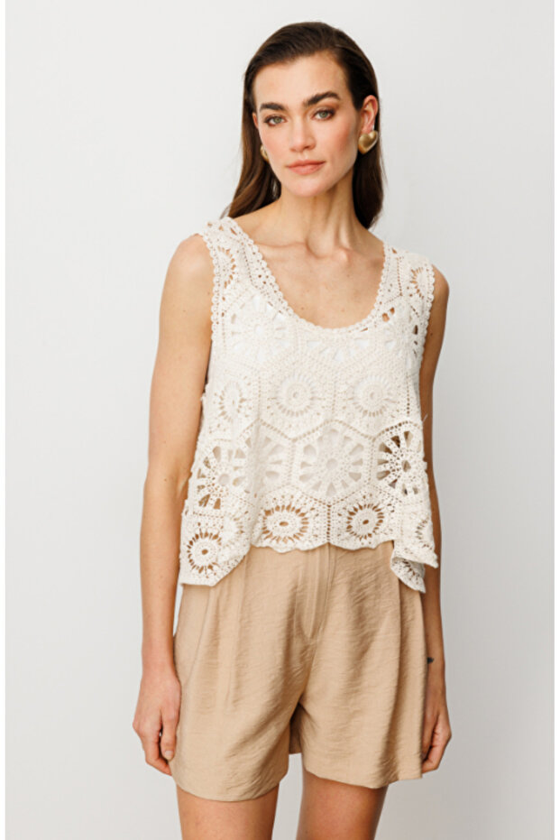 Dantel Süveter - EKRU - 2