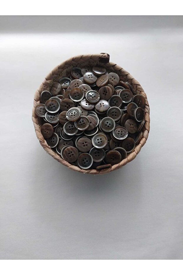 Brown Color Patterned 2 cm Diameter Polyester Button 20 Pieces. - 1
