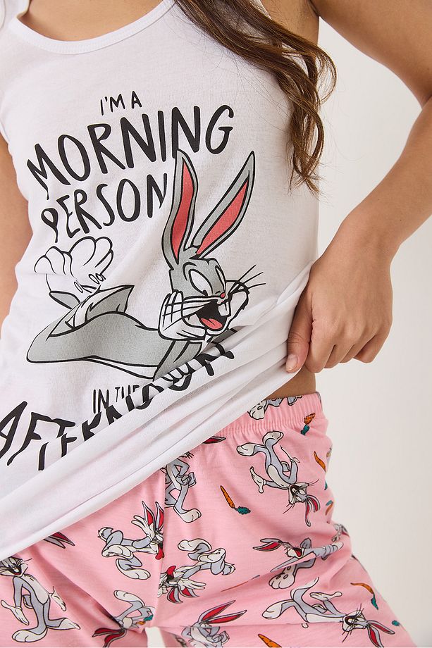 Kadın Bugs Bunny Baskılı Şortlu Pijama Takımı 0251 60283167 - 5